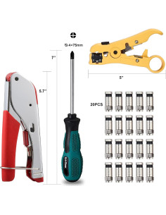 Kit Crimpadora Coaxial Solsop RG6 con 20 Conectores F 2