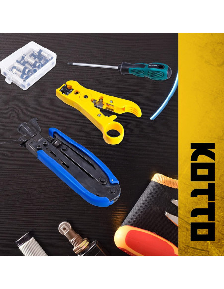 Kit de Crimpadora de Cable Coaxial KOTTO - RG6, RG59, RG11