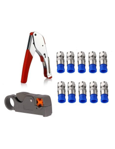 Kit de Crimpado de Cable Coaxial Gaobige RG6 RG59 10 Conectores