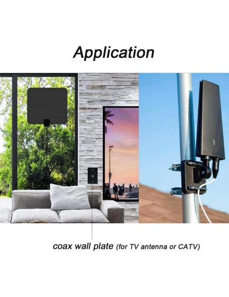 Placa de Pared Coaxial BOPLAT 1 Puerto Negro Brillante