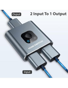 Interruptor HDMI 4K@60Hz M-MAX Bidireccional 2-en-1 Gris 2