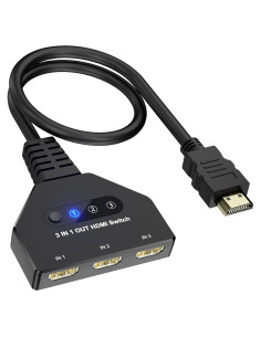 Conmutador HDMI 3 en 1 AUKOKIOULA 4K@30Hz Soporta 1080P 3D