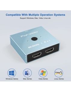 Conmutador HDMI 2x1 8K 60Hz Fengqing - Compatible PS5 Xbox 2