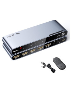 Interruptor HDMI 2.1 4 en 1 llano 4K@120Hz Audio Óptico 3.5mm