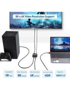 Interruptor HDMI 2.1 Cable Matters 4K 120Hz 8K 60Hz 2 Puertos 2