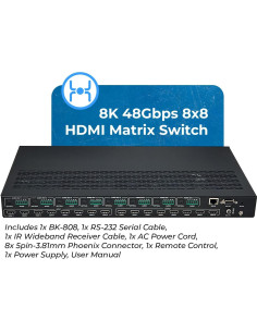 Interruptor HDMI Matriz 8K OREI BK-808 8x8 con Extractor de Audio 2