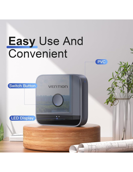 Conmutador HDMI 2 en 1 VENTION 4K 60Hz Gris con LED