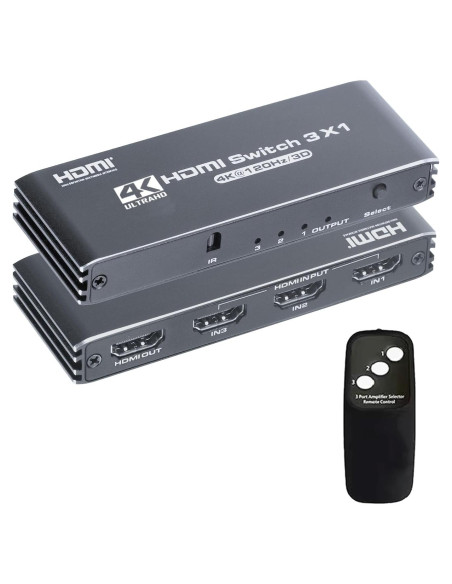 Conmutador HDMI 3x1 Anber-Tech 4K 120Hz Control Remoto