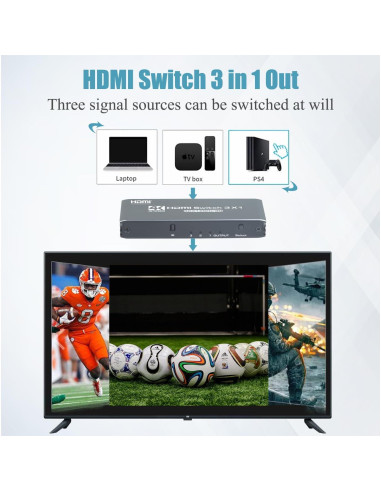 Conmutador HDMI 3x1 Anber-Tech 4K 120Hz Control Remoto