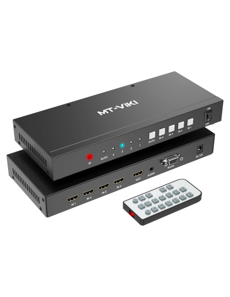 Interruptor HDMI 4K Sin Costura MT-VIKI 4 Puertos Audio 3.5mm