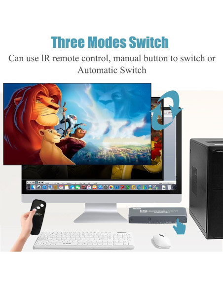 Conmutador HDMI 3x1 Anber-Tech 4K 120Hz Control Remoto