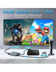 Conmutador HDMI 2-en-1 4K 120Hz Aluminio 8K 60Hz PS5 Xbox 2