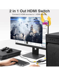 Conmutador HDMI 8K Bidireccional SHERRIVA UHD-2180 2 en 1 2