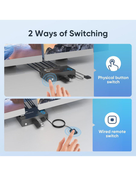 Interruptor KVM Steetek 2 Monitores 2 Computadoras 8K 60Hz