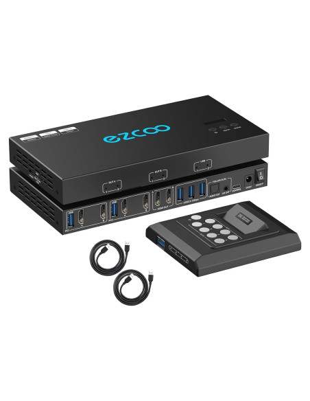 Interruptor KVM Doble Monitor 4K@60Hz EZCOOTECH 2x1 USB 3.0 Interruptor KVM Doble Monitor 4K@60Hz EZCOOTECH 2x1 USB 3.0