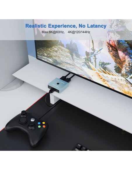 Conmutador HDMI 8K 2 en 1 Fengqing - Soporta 8K 120Hz