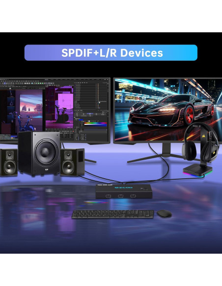 Interruptor KVM Doble Monitor 4K@60Hz EZCOOTECH 2x1 USB 3.0 Interruptor KVM Doble Monitor 4K@60Hz EZCOOTECH 2x1 USB 3.0