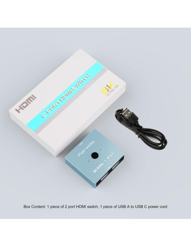 Conmutador HDMI 8K 2 en 1 Fengqing - Soporta 8K 120Hz