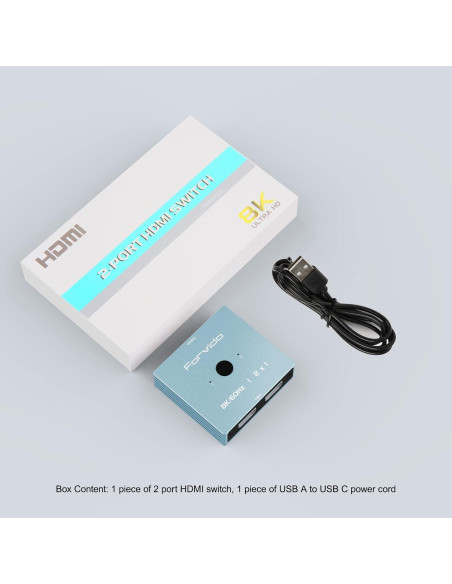 Conmutador HDMI 8K 2 en 1 Fengqing - Soporta 8K 120Hz