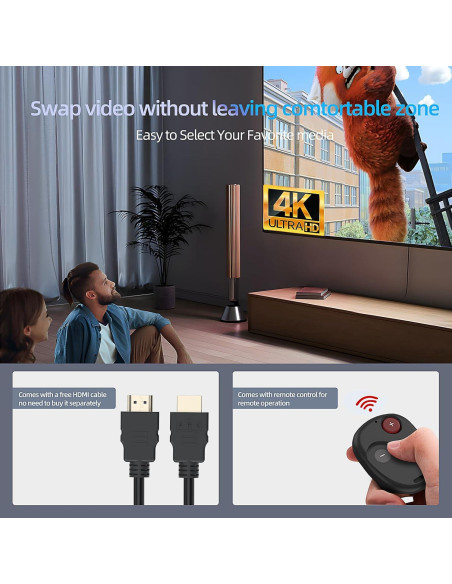 Conmutador HDMI 3 en 1 OVAW 4K@60Hz con Control Remoto