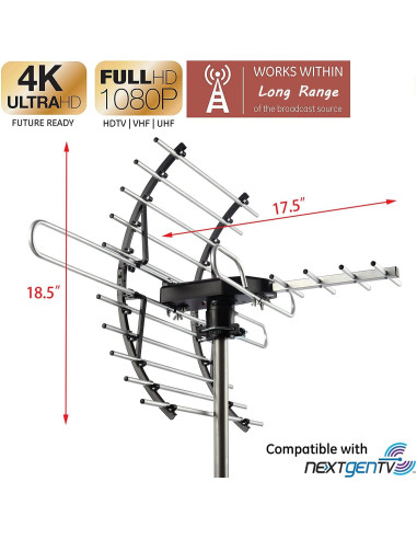 Antena de TV Digital HD PIBIDI Amplificada 200 Millas 4K