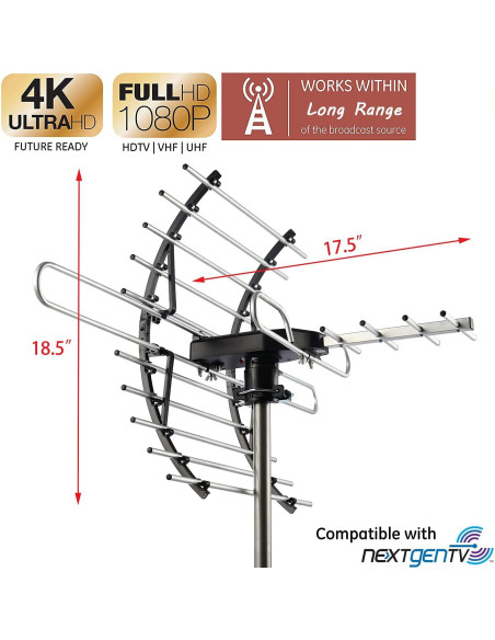 Antena de TV Digital HD PIBIDI Amplificada 200 Millas 4K