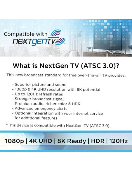 Antena de TV Digital HD PIBIDI Amplificada 200 Millas 4K