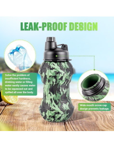 Botella de Agua Plegable COCTN 550ml Silicona Verde Camuflaje 2