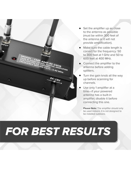 Amplificador de Antena de TV The Cimple Co 24 dB con Coaxial