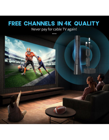 Antena Digital HD Amplificada GREVA 4K Interior 1500 km