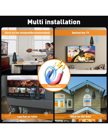 Antena de TV Digital KLOMIER con Amplificador 560+ Millas 4K