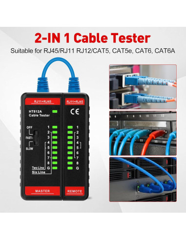 Probador de Red Aideepen RJ45 y RJ11 2 en 1 para Cables