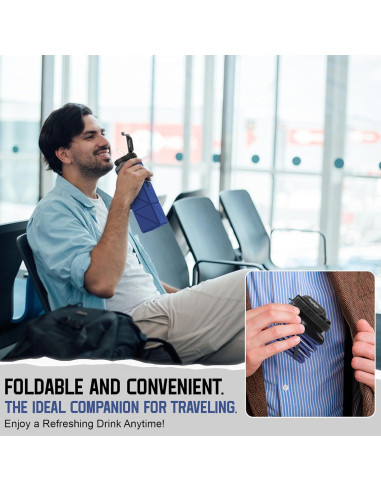 2 Botellas de Agua Plegables Popdigito 610ml a Prueba de Fugas