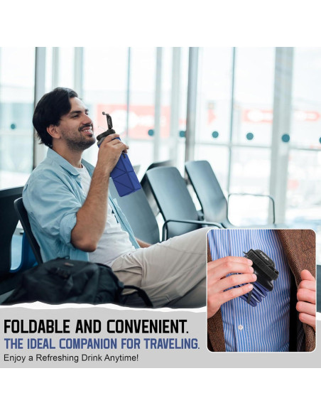 2 Botellas de Agua Plegables Popdigito 610ml a Prueba de Fugas