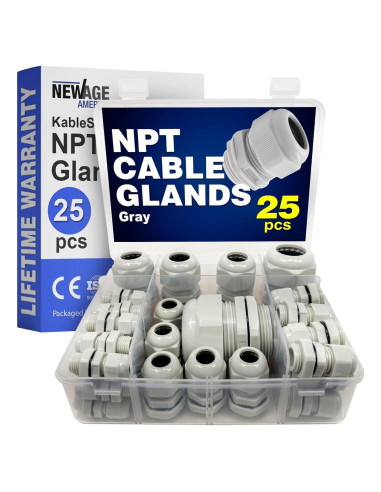 Kit 25 Pasacables NPT New Age America KableLock IP68 Gris