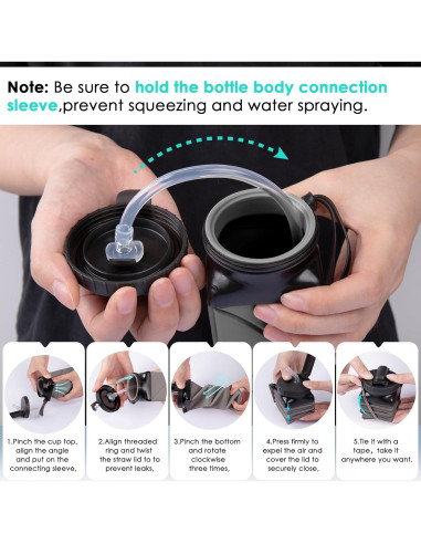 2 Botellas de Agua Plegables Popdigito 610ml a Prueba de Fugas