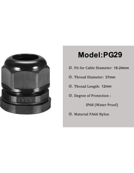 Conectores de Juntas de Cable Gland YXQ PG29 18-24mm 3Pcs