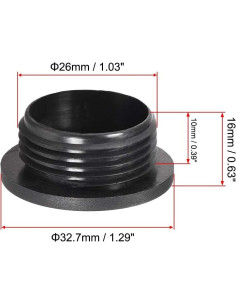 Tapón de Cable de Nylon Macho uxcell G3/4 Negro 26mm 2