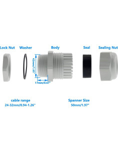 Conector de Cable Impermeable SAFYY NPT 32-24mm IP68 5 PCS 2