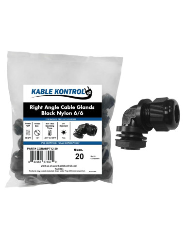 Conectores de Cable en Codo Nylon Kable Kontrol 1/2" 20 Pcs
