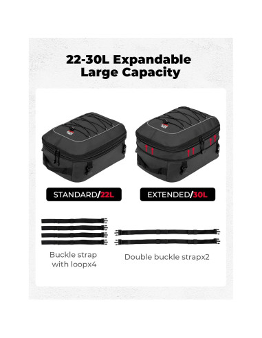 Bolsa de Cola KEMIMOTO 30L Impermeable Expandible para Motocicleta