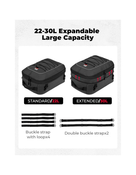 Bolsa de Cola KEMIMOTO 30L Impermeable Expandible para Motocicleta