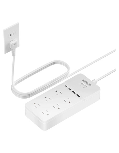 Regleta NTONPOWER 2 Enchufes 6 Salidas 4 USB 3m Protector 2100J