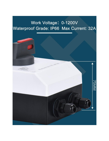 Interruptor Solar DIHOOL 32A 1200V 4P IP66 Aislador Exterior