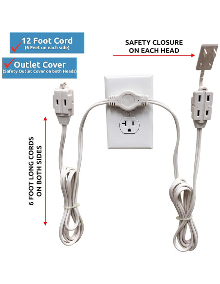 Regleta de Extensión Doble W4W 12 pies (3.6 m) 6 Salidas