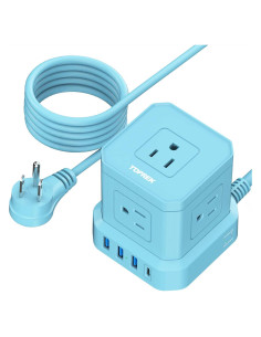Regleta USB-C y USB-A TOPREK 5 Salidas AC 3.05m Azul