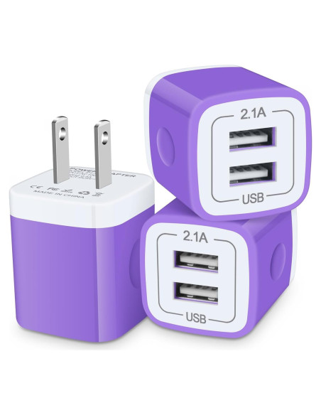 Cargador de Pared USB Doble 3 Pack 2.4A para iPhone y Samsung