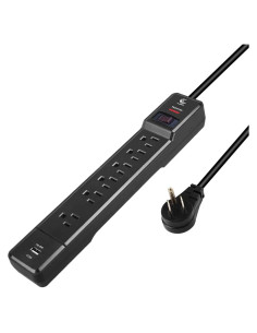 Regleta de Poder T-JOAN Negra 6 Salidas 1.83m USB-C 20W