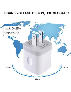 Cargador USB UorMe 1A 5V Pared 5 Paquetes Blanco 2
