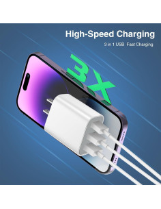 Cargador de Pared USB 3 Puertos - Paquete de 4 - OFSPOWER 2